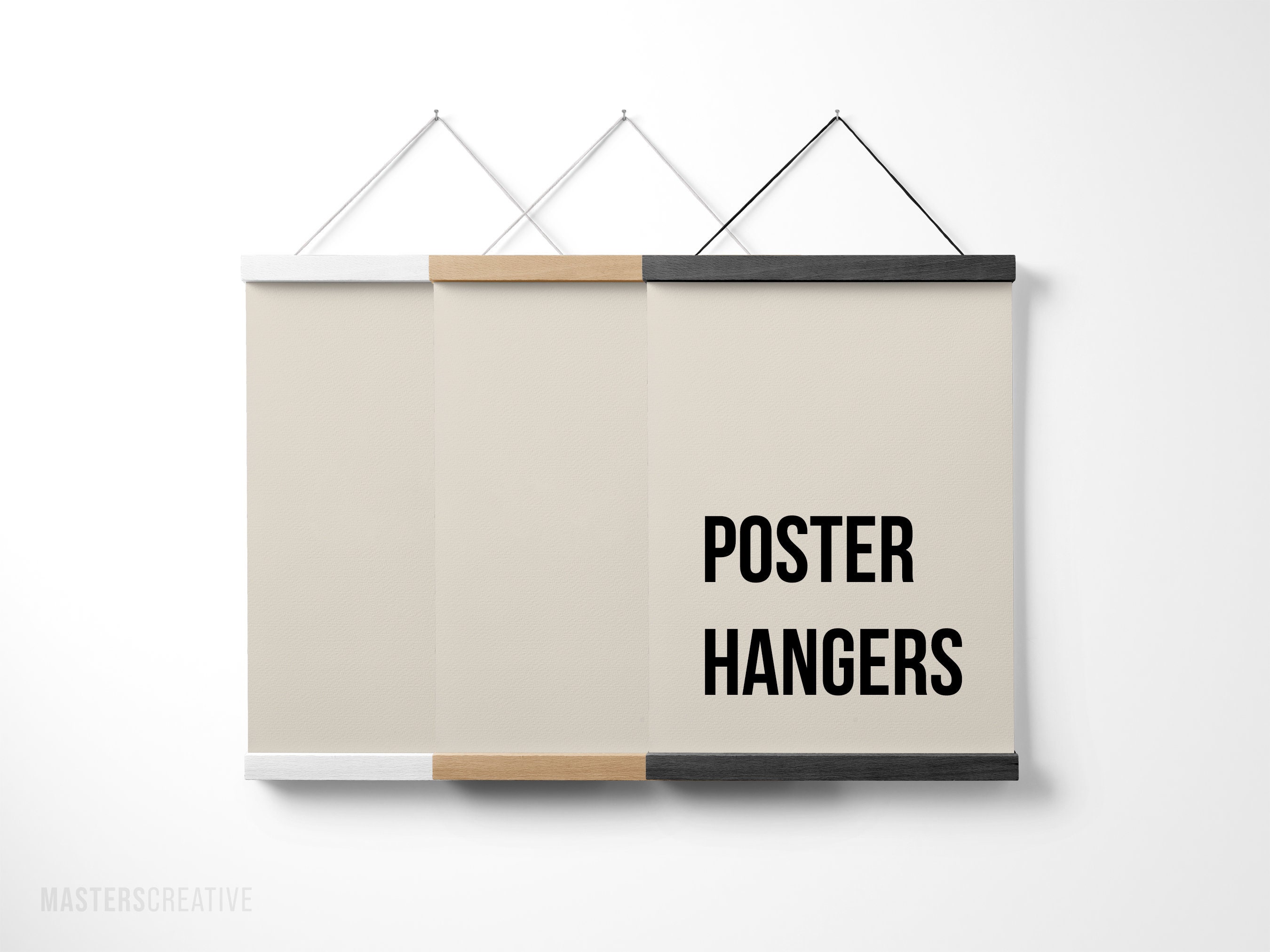 Wooden Magnetic Poster Hanger: A5 A4 A3 Frames - Black, White