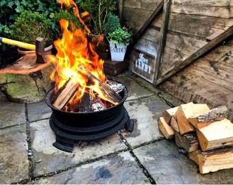 Upcycled Single Wheel Log Burner Fire Pit Bowl Camping Outdoor Gift Birthday BBQ