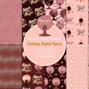 Black Girl Magic Seamless Digital Paper: Afro Woman Designs (Digital Download)
