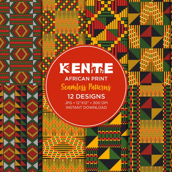 Kente Seamless Digital Papers, African Prints Seamless Patterns, Woven Style Black History Month, Juneteenth Pattern, Kwanzaa Pattern