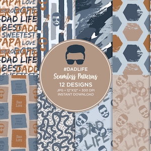 Dad Life Seamless Patterns: Grunge Father&#39;s Day Designs (Digital Download)
