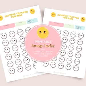 Kawaii Savings Tracker for Kids printable, Money Tracker for Kids printable, Money saving Challenge,Letter and A4 size, PDF
