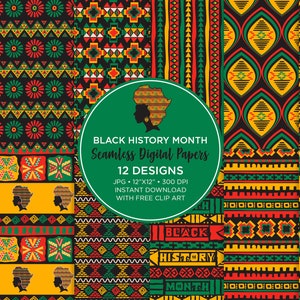 Black History Seamless Digital Paper, Afroamerikanisches Nahtloses Muster, Black Lives Matter Surface Muster