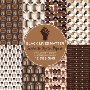 Black Lives Matter Digital Paper Seamless, Black Lives Matter Planner  Clip Art icons, Clipart JPG, PNG, BLM Pattern Seamless