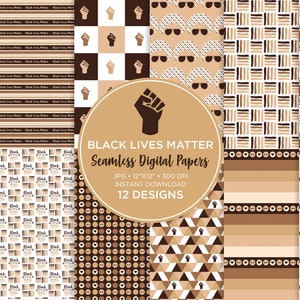 Black Lives Matter digital Paper Seamless, Black Lives Matter Clip Art, Printable Sticker, Clipart JPG, PNG