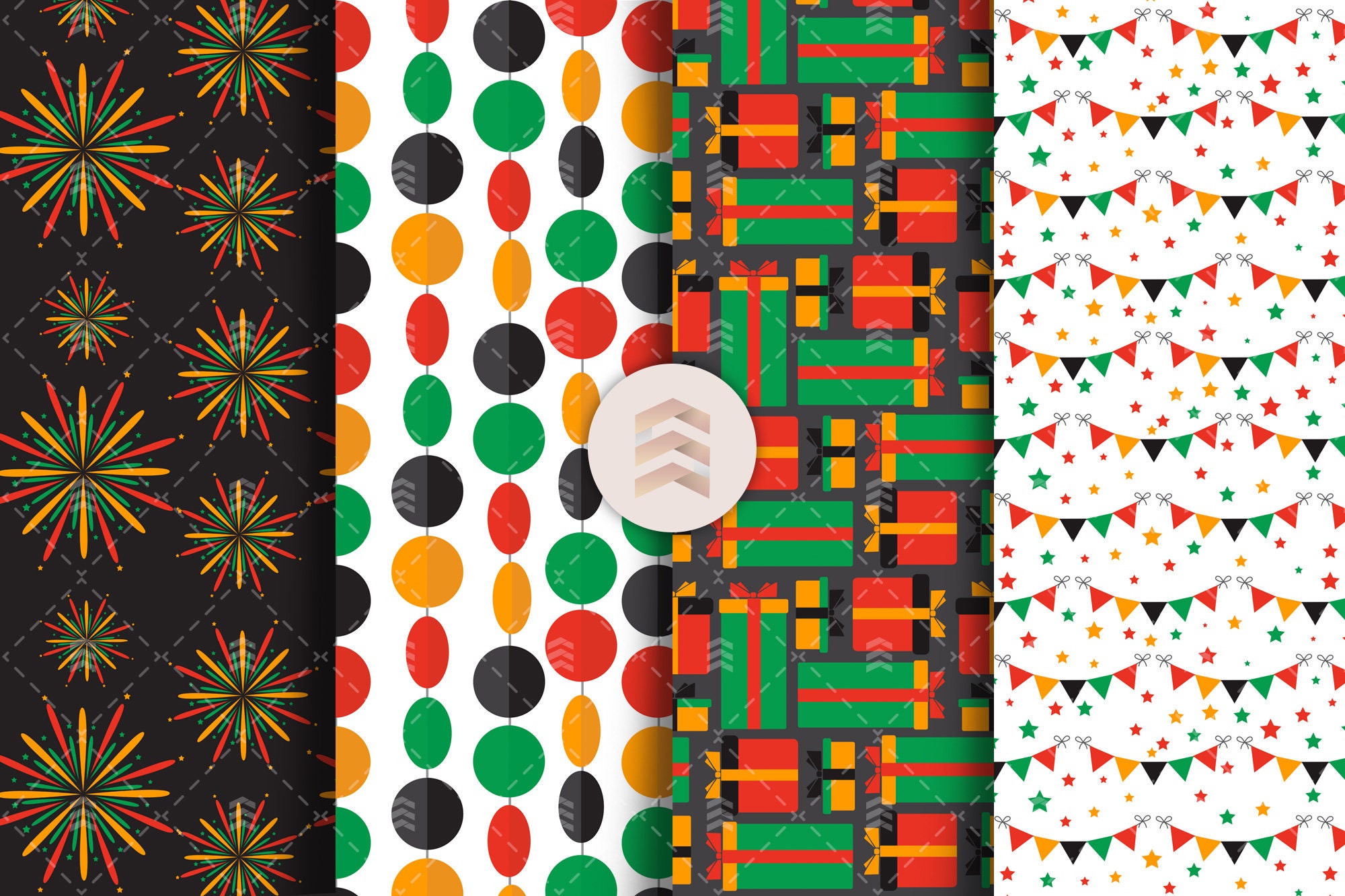 Happy Kwanzaa Holiday African Seamless Pattern 库存矢量图（免版税