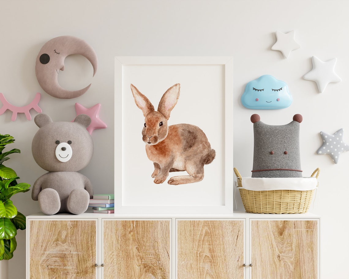 Nursery Wall Art Decor Bunny Rabbit Print Nursery Animal Etsy