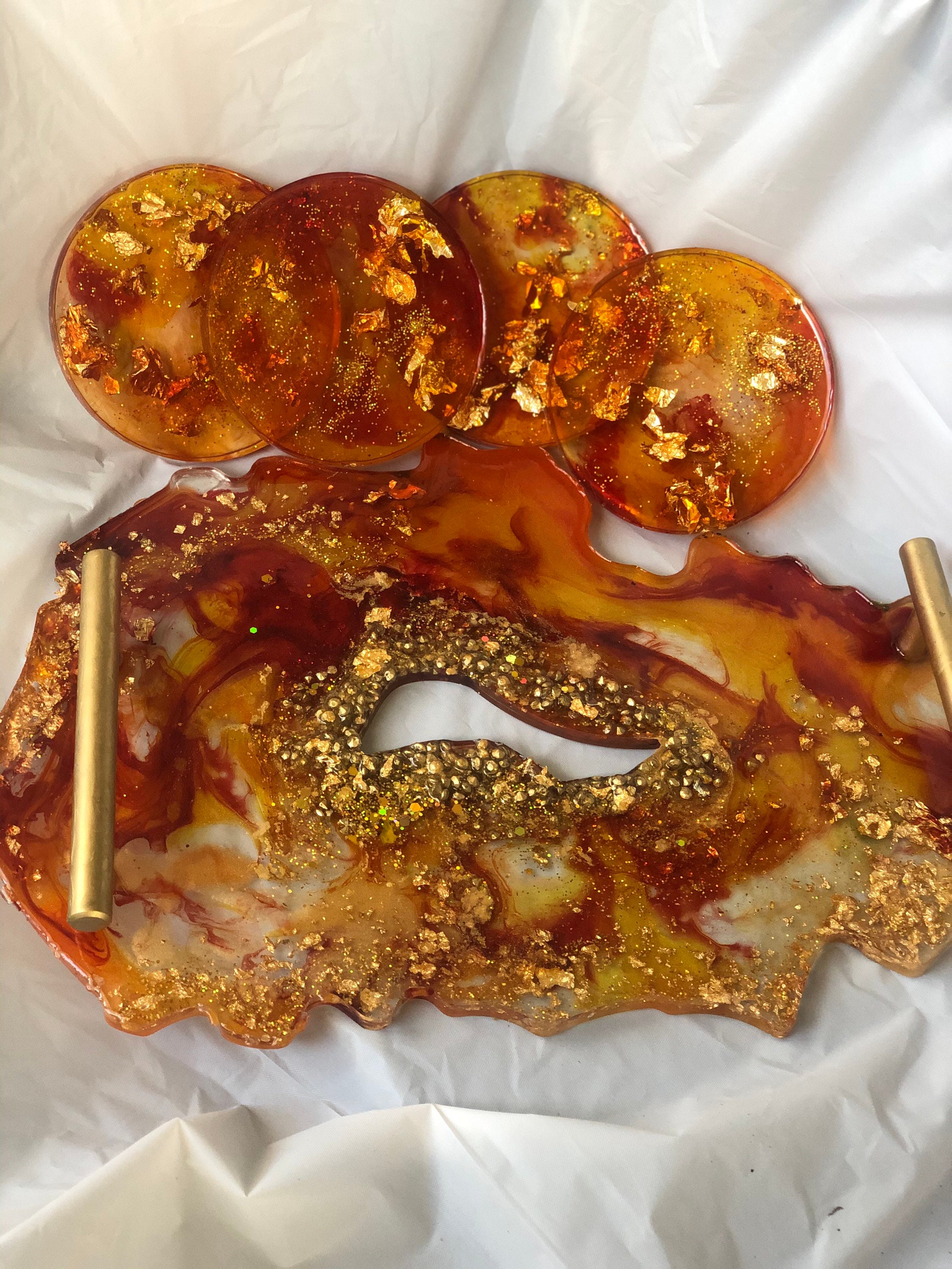 カスタムオーダー: サービングトレイとコースターセット - Etsy 日本