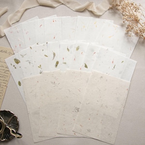 Handmade Paper Pack 20 Pcs Bundle | Handmade Paper Scrap Pack with Flower Petal Paper, Dried Leaf Paper, Pressed Flower Paper