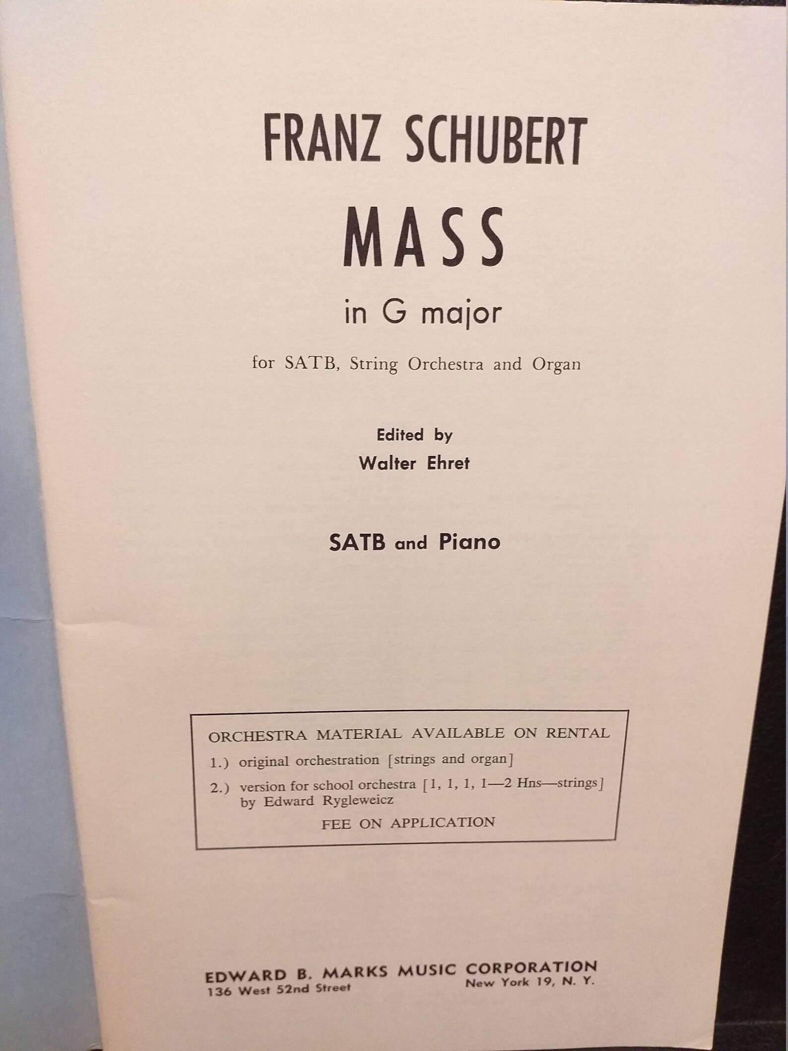 Mass in G Major by Franz Schubert Choir Sheet Music Etsy