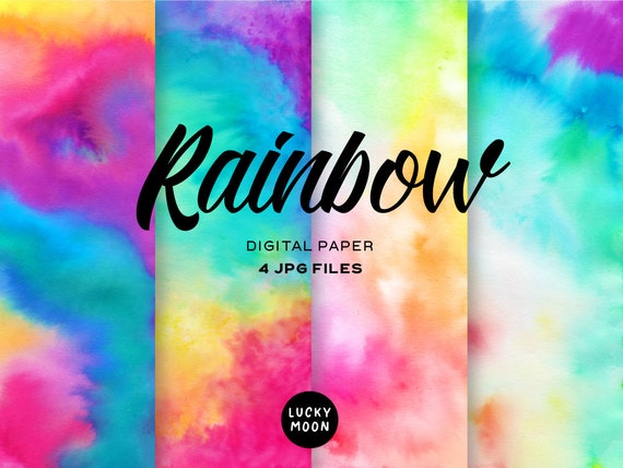Download Colorful Digital Paper Tie Dye Watercolour Rainbow Hippy Etsy