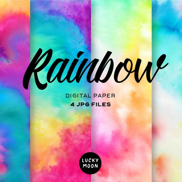 colorful digital paper tie dye watercolour rainbow hippy scrapbook paper printable pattern multicolour background texture commercial use