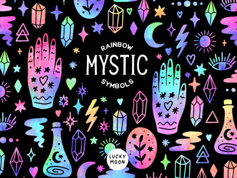 Mystic Clipart Rainbow Magical Symbols Clip Art Mystical Tie | Etsy