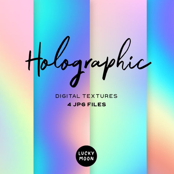 holographic digital paper rainbow gradient holo foil mermaid unicorn scrapbook paper printable pattern background texture commercial use