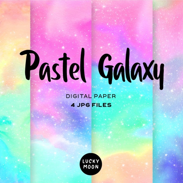 pastel rainbow digital paper galaxy watercolour sparkle rainbow texture background swirly colourful printable scrapbooking commercial use