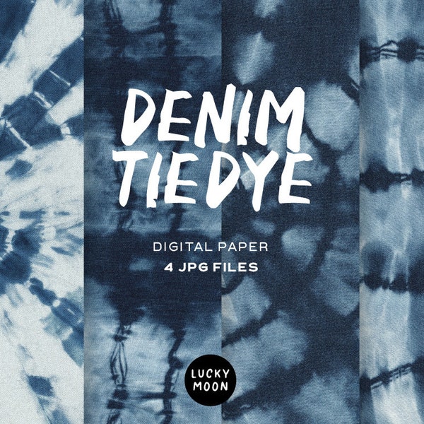 tie dye papier numérique denim bleu indigo hippie scrapbook papier boho motif imprimable tissu arrière-plan texture utilisation commerciale