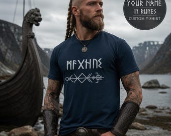 Your Name in Runes Shirt | Custom Norse Viking Tee | Elder Futhark Graphic T-Shirt
