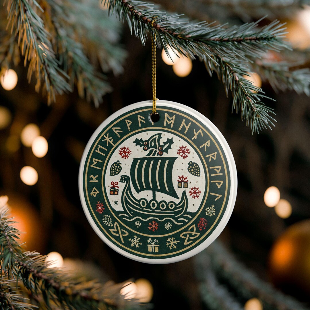 Viking Yule Ceramic Ornament - Norse Mythology Inspired Christmas Tree ...