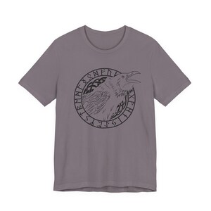 Viking Raven T-Shirt, Norse Mythology Tee, Huginn Muninn Shirt, Nordic Rune Circle, Scandinavian Viking Clothing image 5