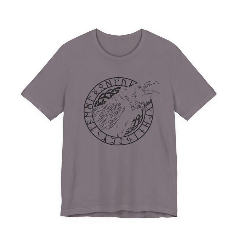 Viking Raven T-Shirt, Norse Mythology Tee, Huginn Muninn Shirt, Nordic Rune Circle, Scandinavian Viking Clothing image 5