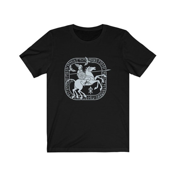 Odin On Sleipnir T-Shirt Viking Norse Mythology Asatru Tee Odin On Sleipnir T-Shirt Viking Norse Mythology Asatru Tee