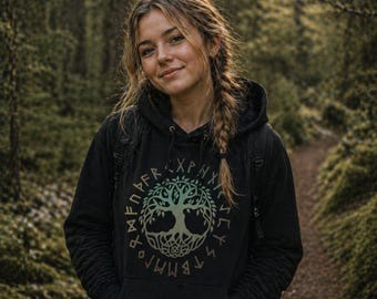 Yggdrasil Hoodie Viking Tree of Life, Norse Mythology Sweatshirt, Scandinavian Forest Hoodie, Nordic Clothing