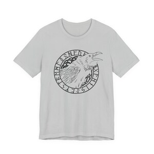 Viking Raven T-Shirt, Norse Mythology Tee, Huginn Muninn Shirt, Nordic Rune Circle, Scandinavian Viking Clothing image 3