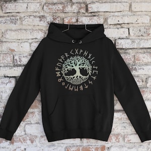 Wikinger Hoodie - Yggdrasil - Baum des Lebens / Männer Frauen / Nordische Mythologie / Wikinger Sweatshirt / Futhark Runen / Odin Thor Freya
