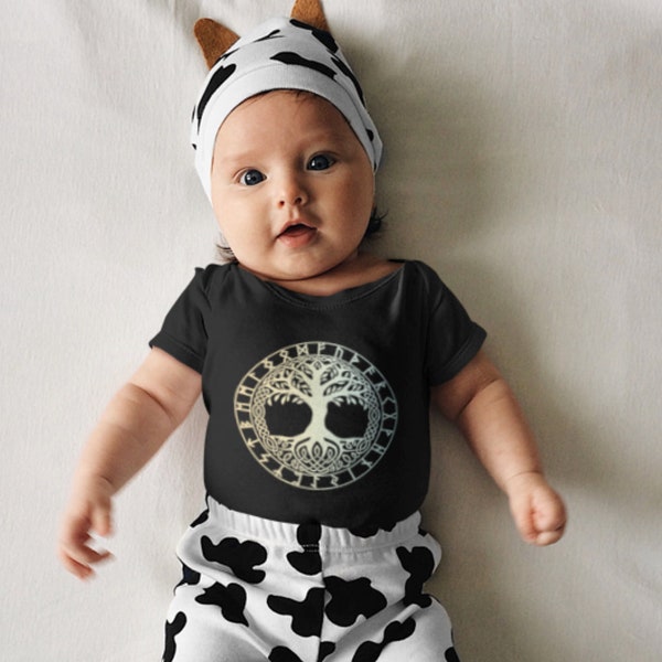 Body vikingo bebé / Árbol de la vida - Yggdrasil / Viking Baby Clothing / Viking Tee Baby / Norse Mythology / Pagan Baby Bodysuit