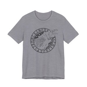 Viking Raven T-Shirt, Norse Mythology Tee, Huginn Muninn Shirt, Nordic Rune Circle, Scandinavian Viking Clothing image 4