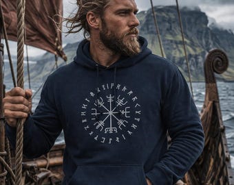 Vegvisir Hoodie, Viking Compass Sweatshirt, Norse Mythology Wayfinder Hoodie, Nordic Scandinavian Clothing, Viking Gift