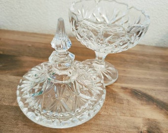 Uralte Zuckerdose 40er Jahre / Vintage Kristall Deckeldose / Vintage Bleikristall Bonboniere