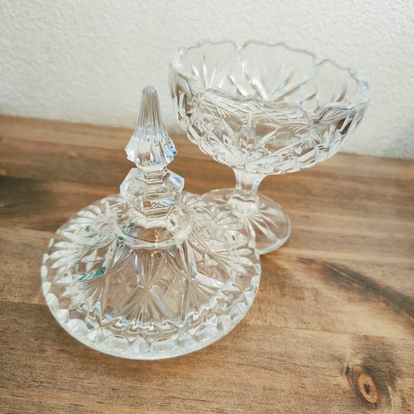 Uralte Zuckerdose 40er Jahre / Vintage Kristall Deckeldose / Vintage Bleikristall Bonboniere