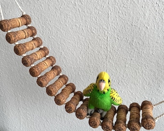 Vogelspielzeug Wellensittich - Brücke - Kork - Natürliches Spielzeug Käfig-Zubehör Sittiche - Papageien - Ohne Kleber(geknotet) 50 cm