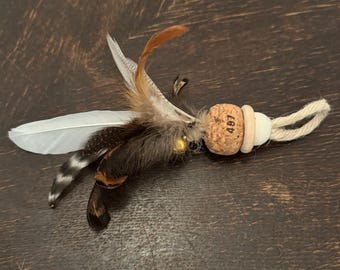 Katzenspielzeug - SNOKI - Anhänger für Katzenangel, Kork, Baumwolle, Holzperle, Holzring, Federn und Glöckchen