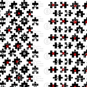 Puzzle Alphabet &quot;A&quot; to &quot;Z&quot; - upper case (SVG)