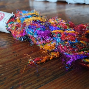 Recycled Sari Silk Handspun Yarn  – 100g