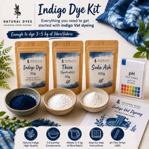 Natural Indigo Dye Kit – Thiox & Soda Ash Method, Dyes 5kg Fabric