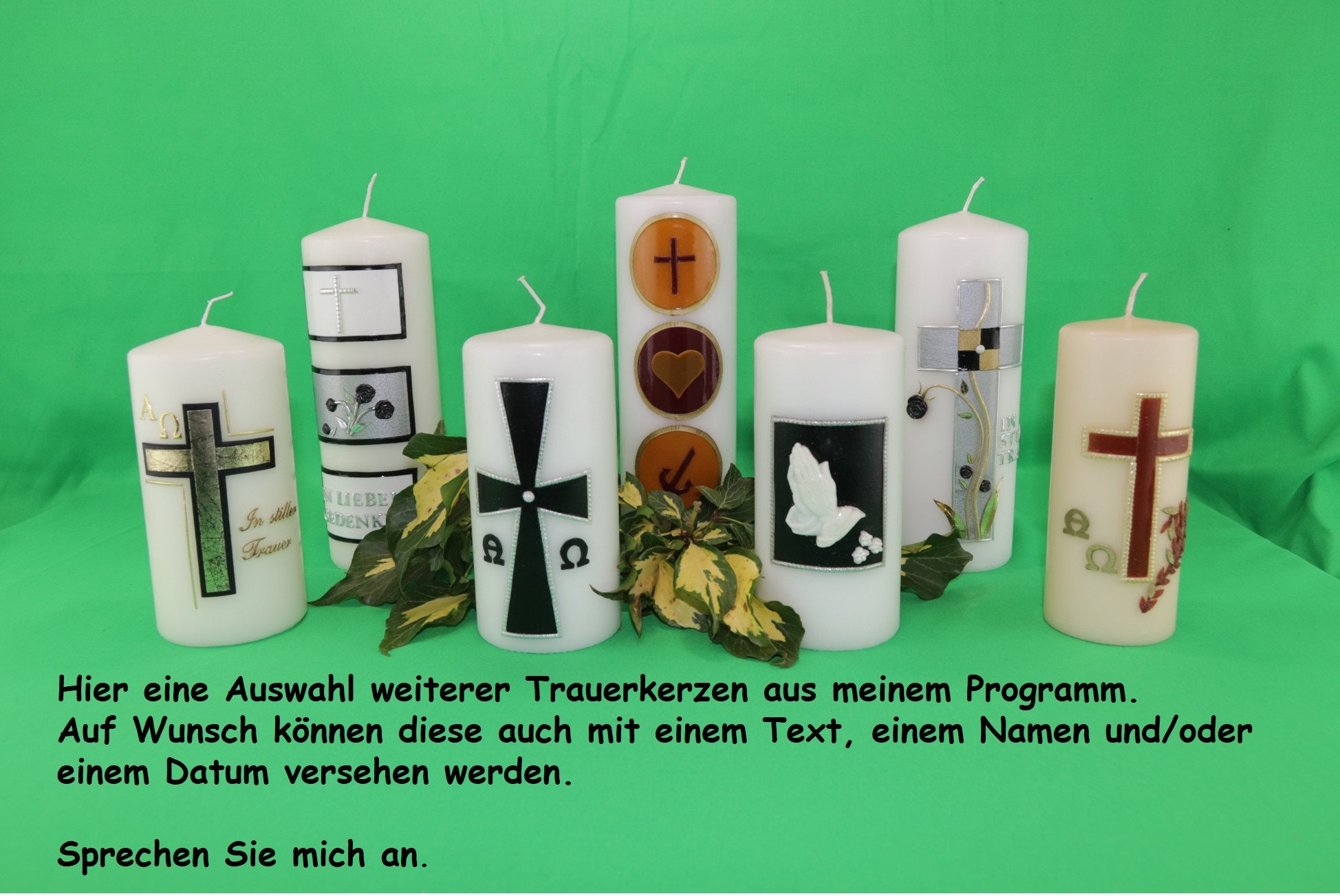 Simple Mourning Candle in Ivory in Loving Memory With Tiles, Silver