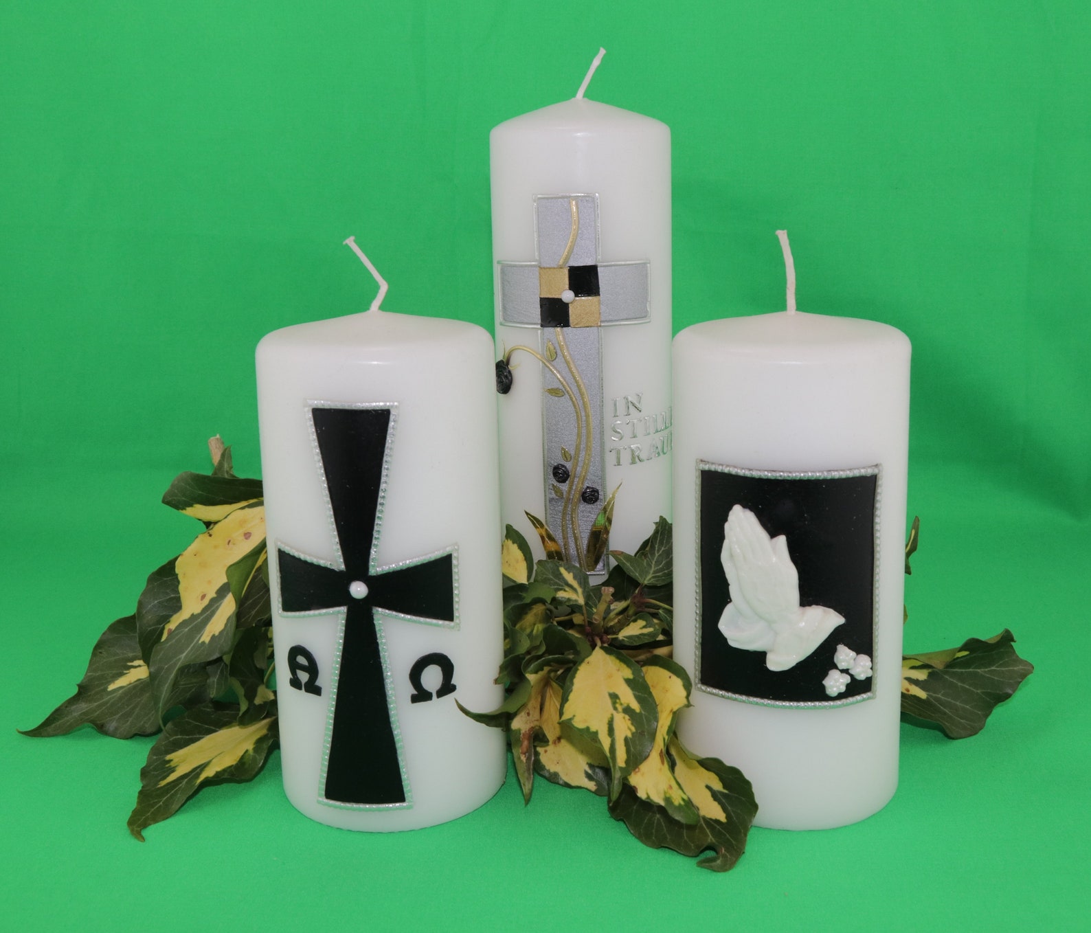 White Mourning Candle, Commemorative Candle in Silent Mourning, Large