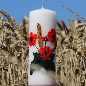 Vela artística de papoula de milho - ideia de presente personalizada e decoração para o outono ou final do verão, decoração de casa, presentes personalizados