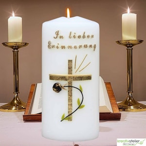 Mourning candle small customizable in ivory “In loving memory”, gold/black, farewell candle mourning, candle in remembrance, memorial candle