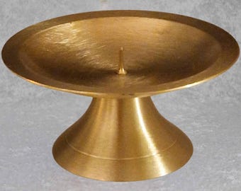 Elegante messing kandelaar – mat geborsteld goudkleurige afwerking – kaarsenhouder voor stompkaarsen en altaarkaarsen met een diameter tot 90 mm