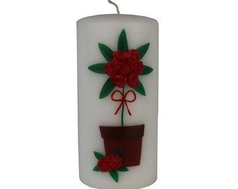 white artist candle rose trunk