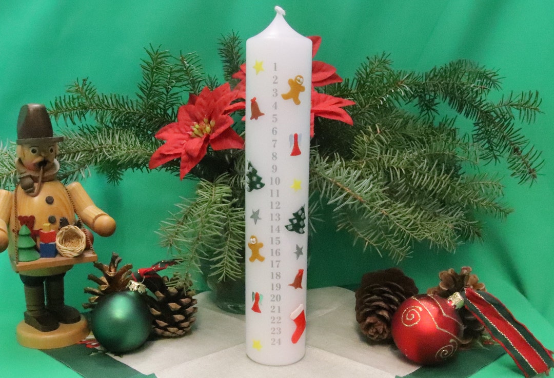 Advent Calendar Candle 24 Days Countdown Handdecorated Etsy