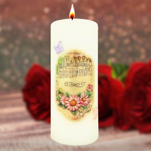 Birthday candle &quot;Congratulations&quot; gold, candle birthday, birthday personalized, gift grandma grandpa, gift idea birthday