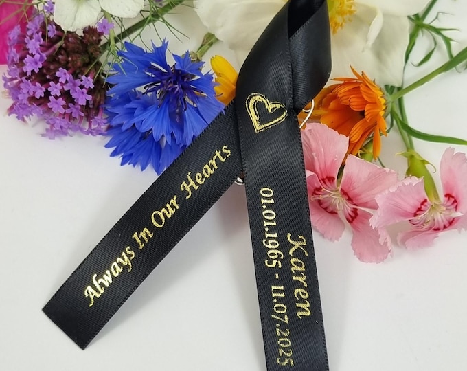 Any Colour Personalised Funeral Ribbons Memorial Ribbons. in Loving ...