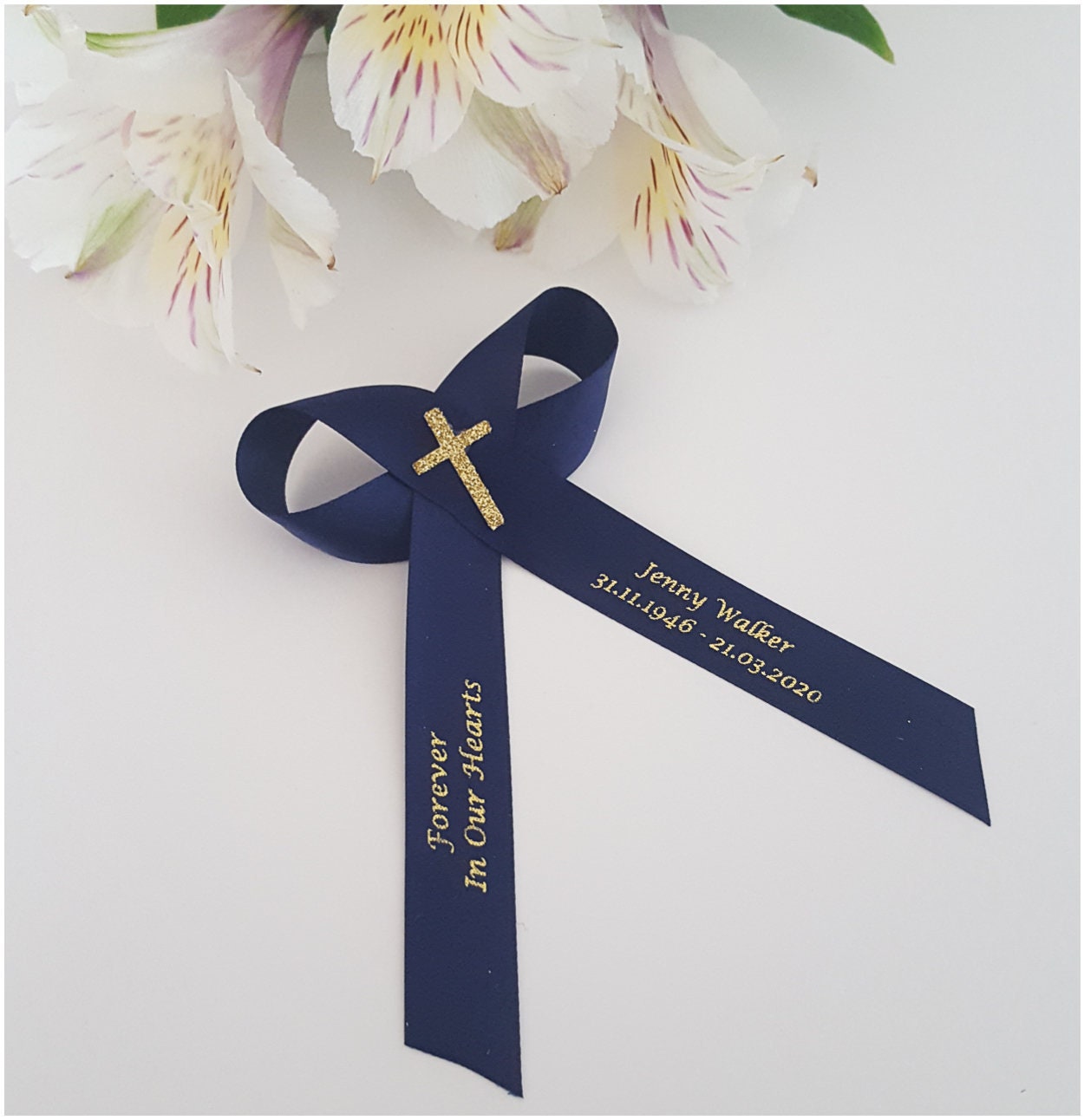 Any Colour Personalised Ribbon Funeral Ribbons. Double Loop Etsy