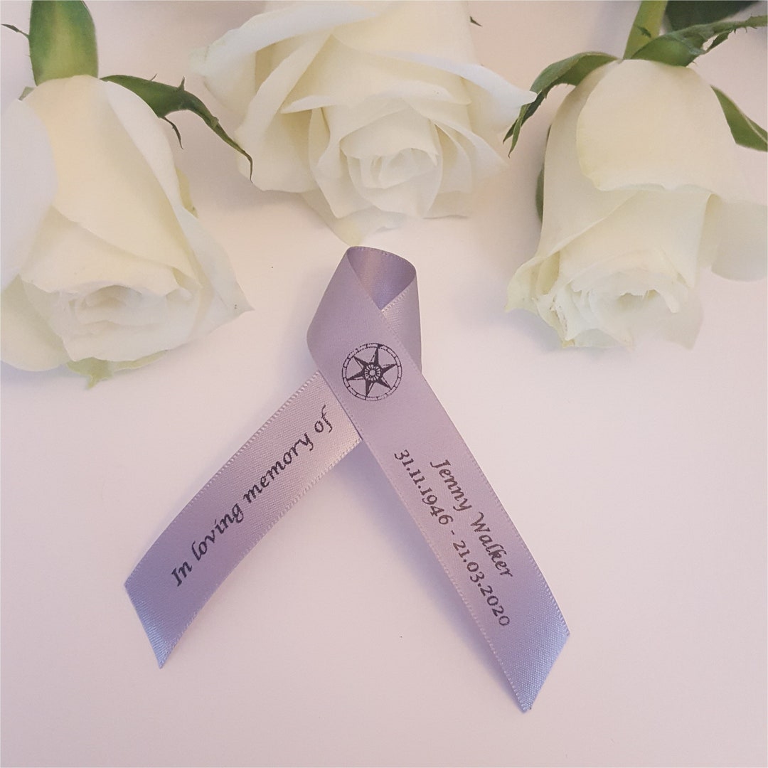 Personalised Funeral Favours UK. Funeral Ribbon With Compass Etsy
