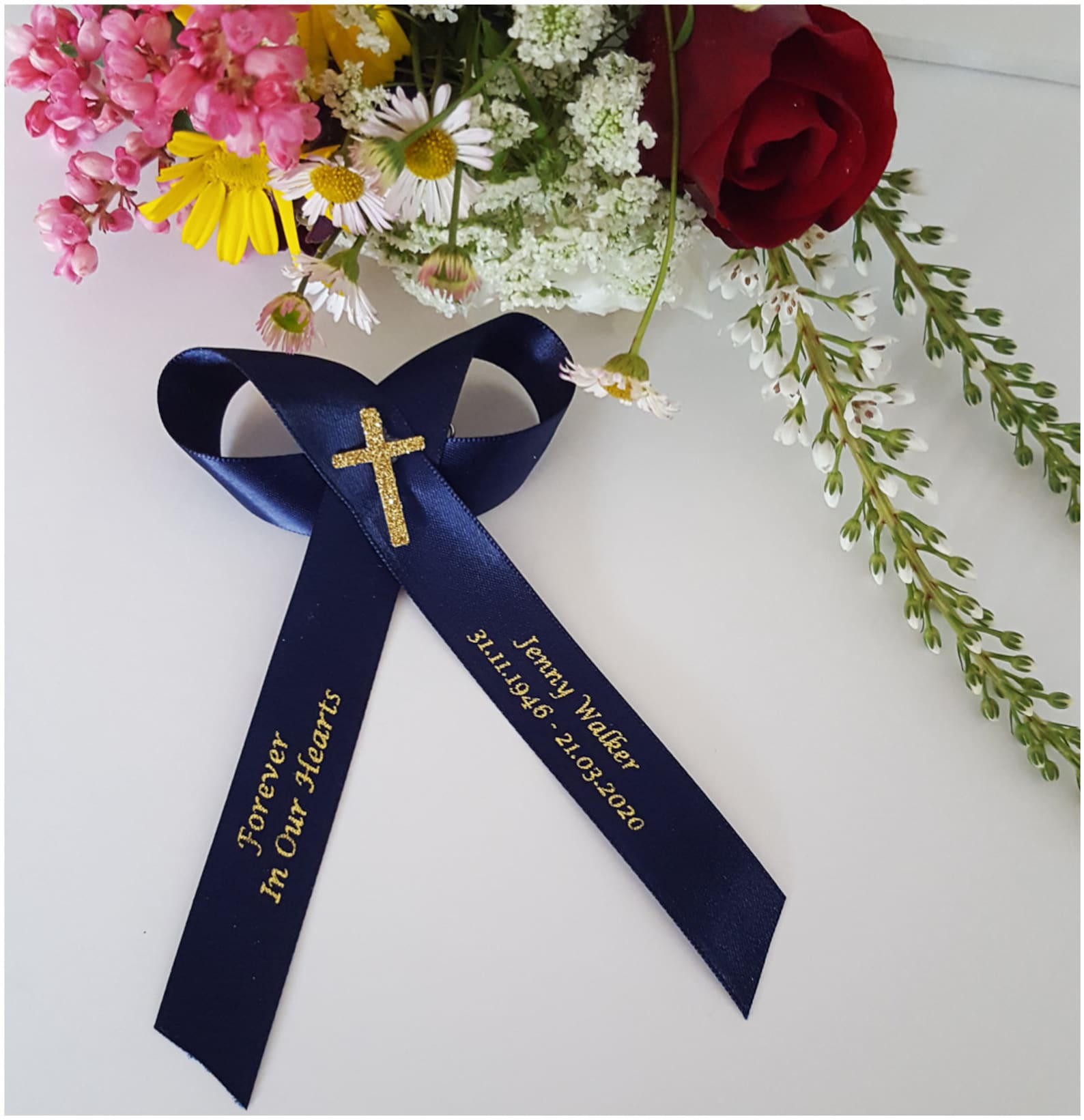 Any Colour Personalised Ribbon Funeral Ribbons. Double Loop Etsy